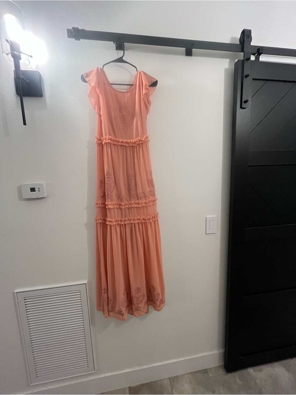 Peach Ruffle Tiered Maxi Dress